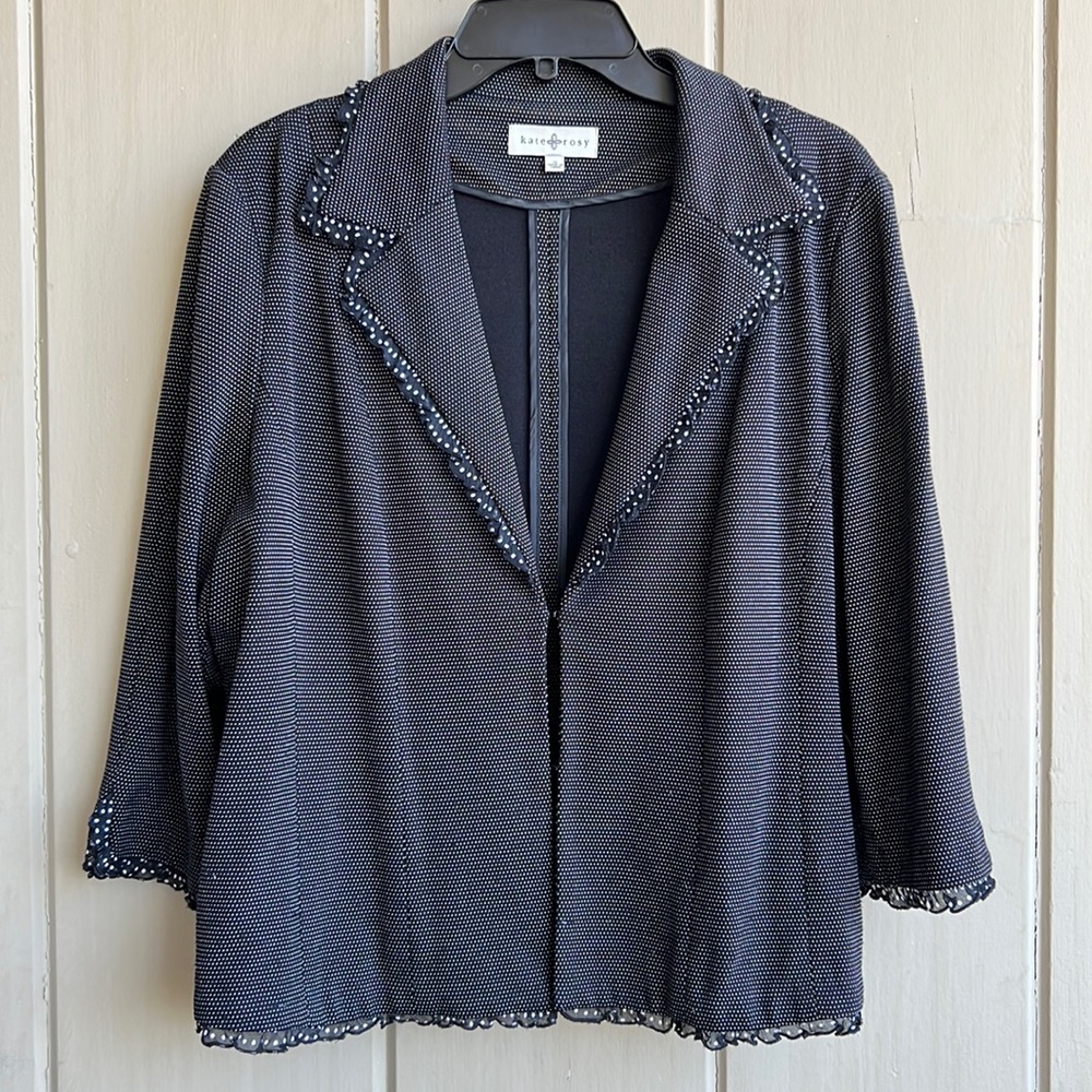 Kate Rosy Black and White Polka Dot Blazer_Size XL
